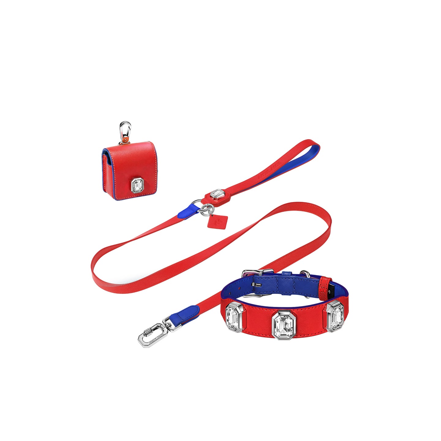 Olympus Crystal Leather Collar - Carmine