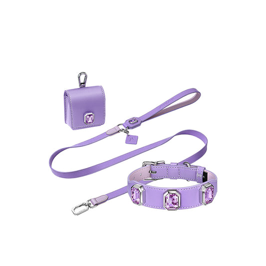 Olympus Crystal Leather Dog Leash - Mystic Purple
