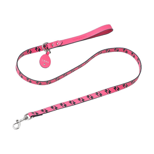 UTOPIA LEATHER LEASH - BOLT PRINT - BAUHINIA PINK