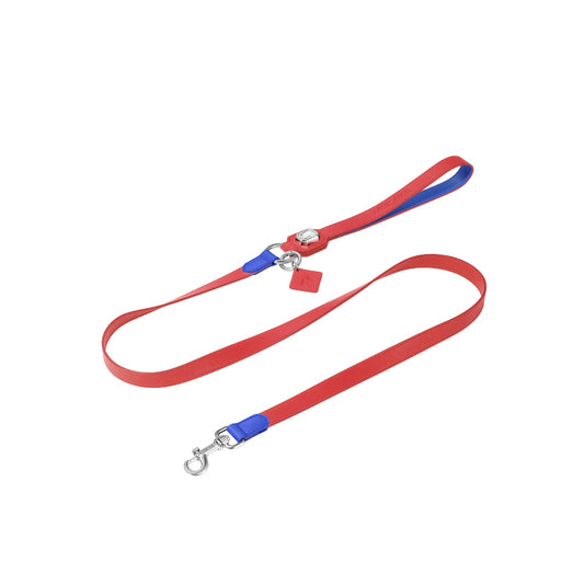 OLYMPUS LEATHER LEASH - CARMINE & BLUE