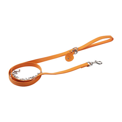 UTOPIA LEATHER LEASH - LOGO CHARM - ORANGE