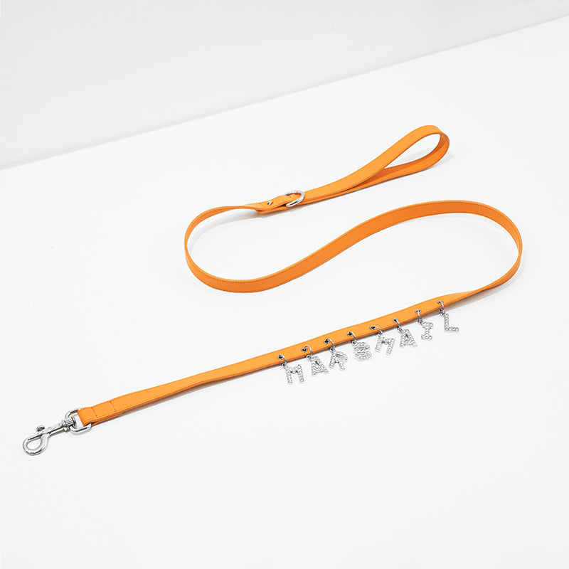 UTOPIA LEATHER LEASH - LOGO CHARM - ORANGE