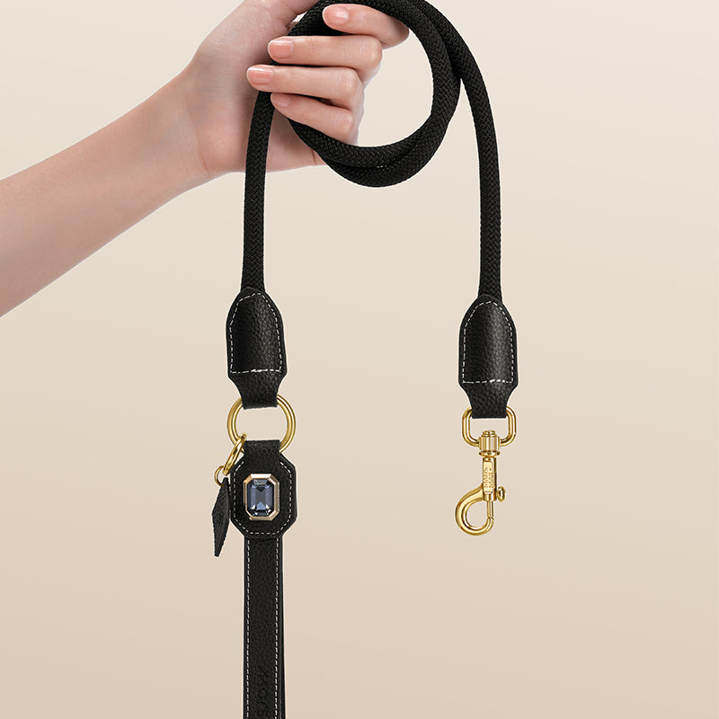 OLYMPUS LEATHER LEASH - OBSIDIAN