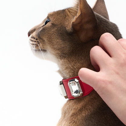 OLYMPUS LEATHER COLLAR - CARMINE