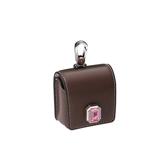 Crystal Leather Dog Poopoo Bag - Caramel