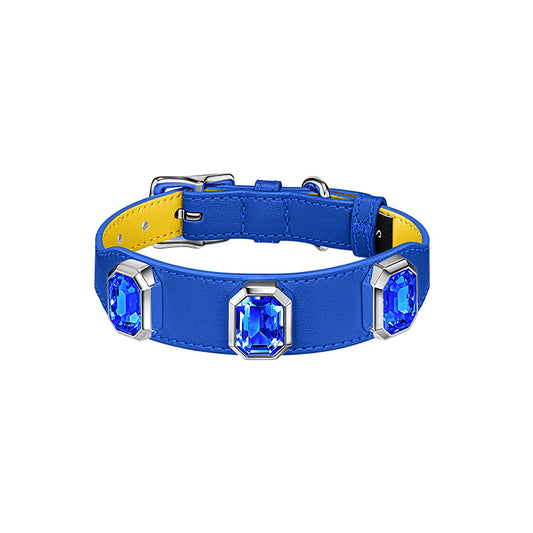 Olympus Crystal Leather Collar - Cosmos Blue