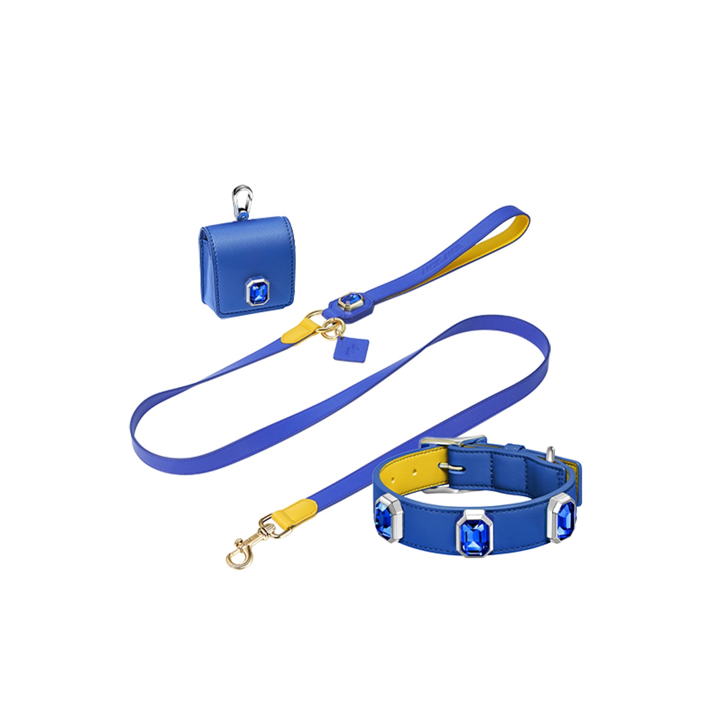Olympus Crystal Leather Collar - Cosmos Blue