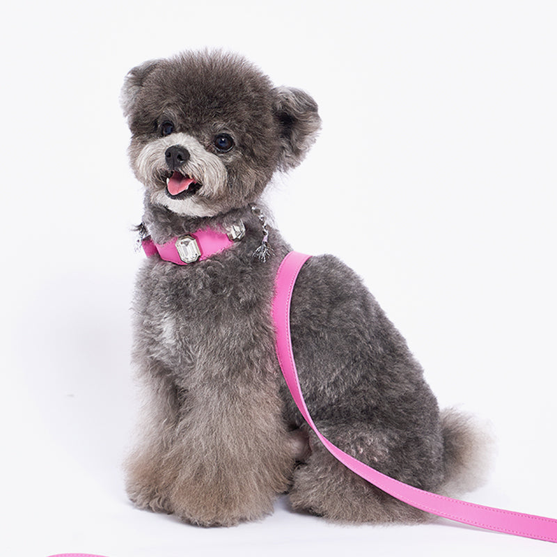 Olympus Crystal Leather Dog Collar - Barbie Pink