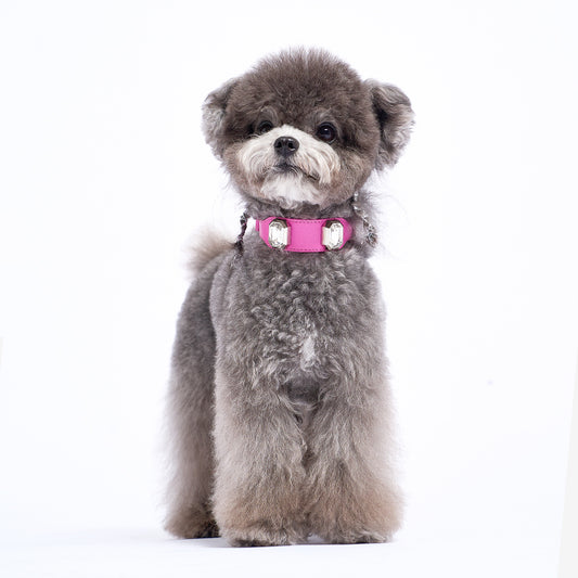 Olympus Crystal Leather Dog Collar - Barbie Pink
