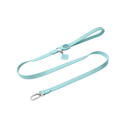 Olympus Crystal Leather Dog Leash - Coral Blue