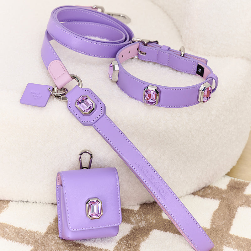 Olympus Crystal Leather Dog Leash - Mystic Purple