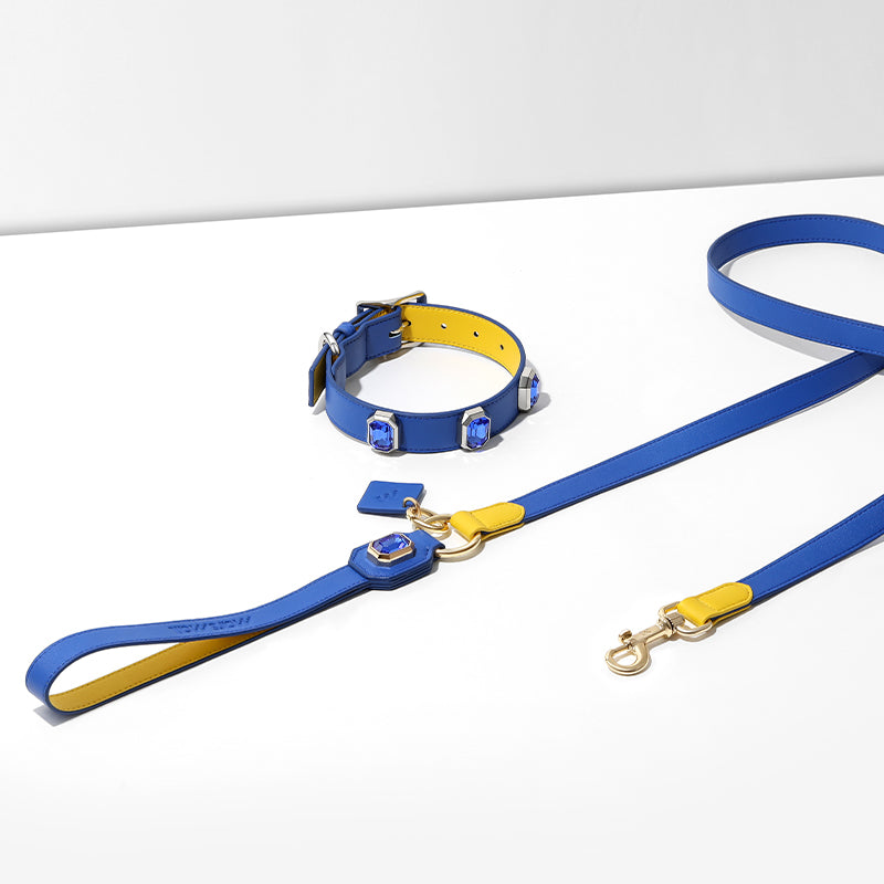 OLYMPUS LEATHER LEASH - COSMOS BLUE