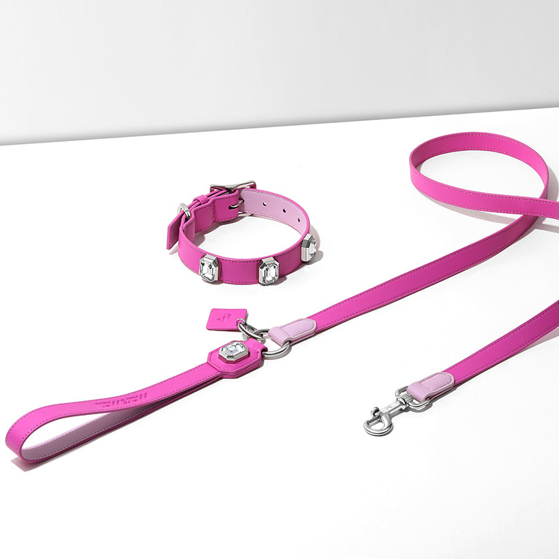 OLYMPUS LEATHER LEASH - BARBIE PINK